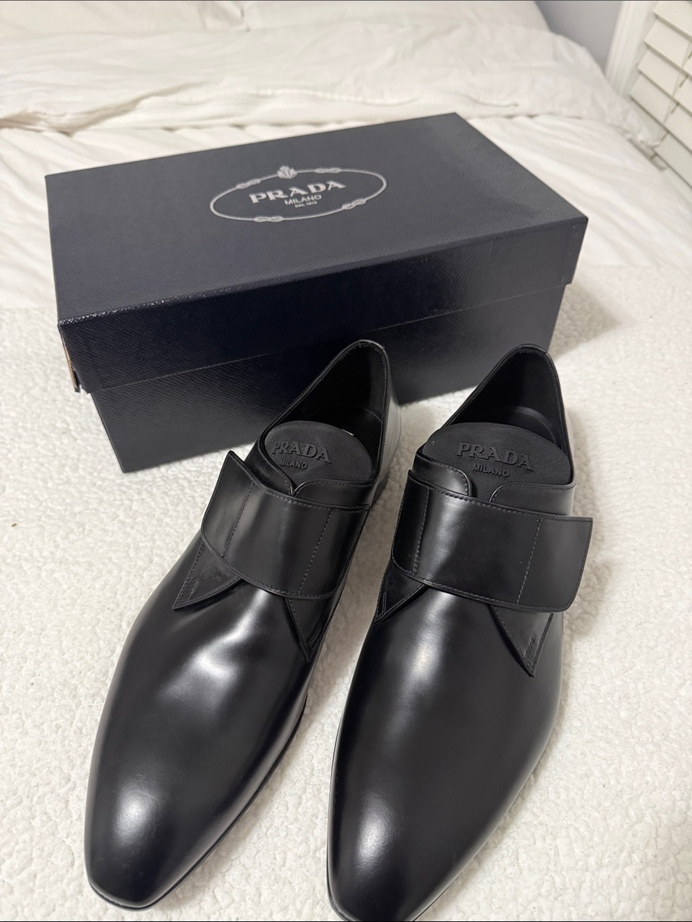 Prada Black Leather Monk-Strap Oxfords - Men